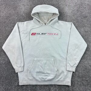 Vintage Y2K Surftech Hoodie Mens 2XL White Sweatshirt Surf Paddle Board Water